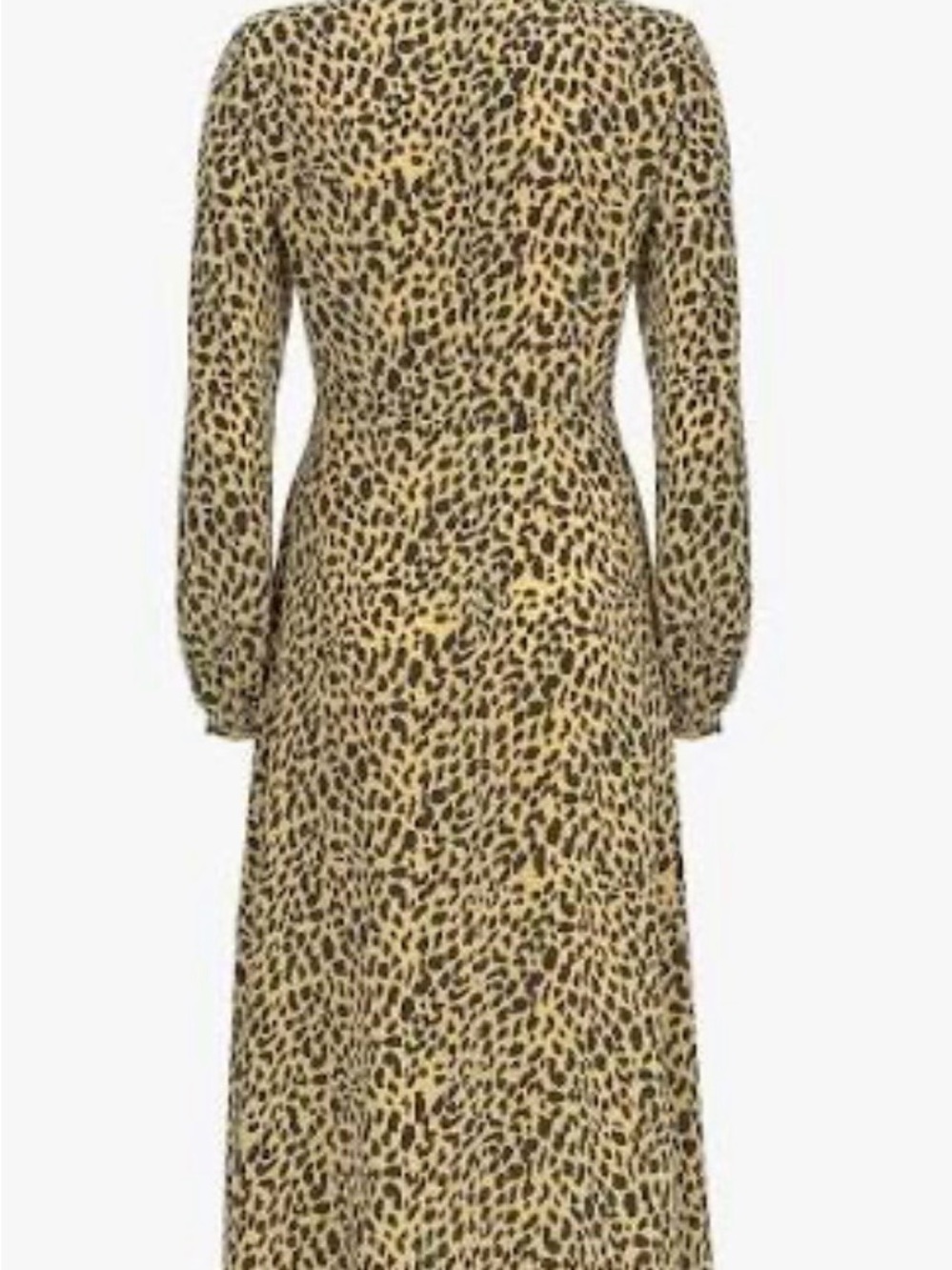Leopard-Print Long Sleeve Midi Dress in Beige/Black